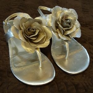 Enzo Angiolini Gold Sandals - Oversized Flower!